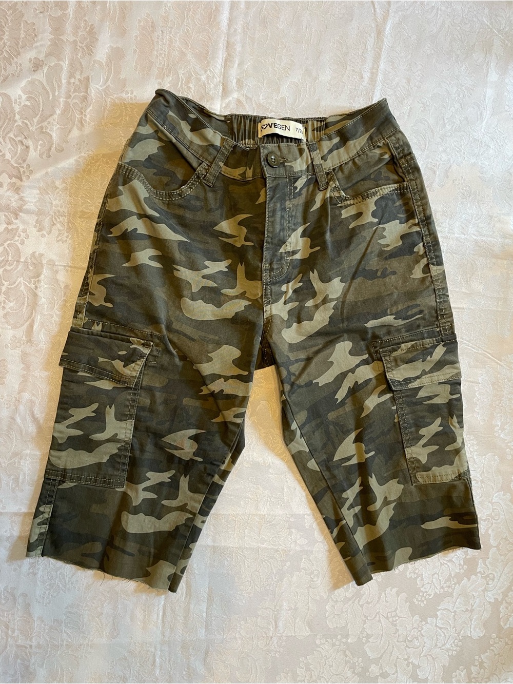 Camo Cargo Shorts - Olive Green